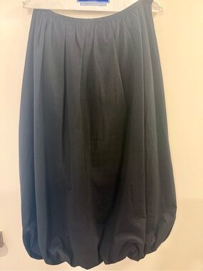 Lioness Black Midi Bubble-Hem Skirt